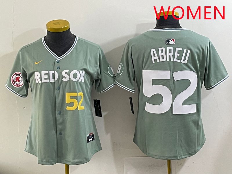 Women 2025 Boston Red Sox #52 Abreu Green Joint Name Nike MLB Jersey style 7